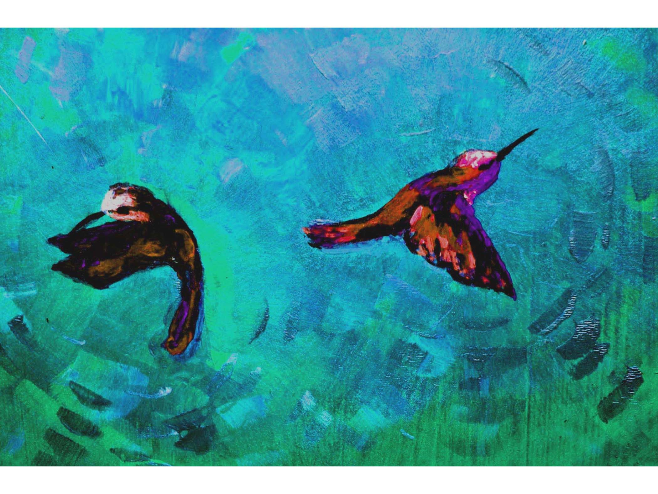 Graceful Hummingbird Paintings Divine Animal Art 