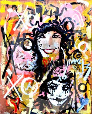 street-urban-art-original-paintings-for-sale-graffiti-tattoo-day-of-the-dead-makeup-grace-divine-skull-religious-parody-