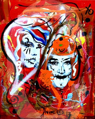 street-urban-art-original-paintings-for-sale-graffiti-tattoo-day-of-the-dead-makeup-grace-divine-skull-religious-parody-