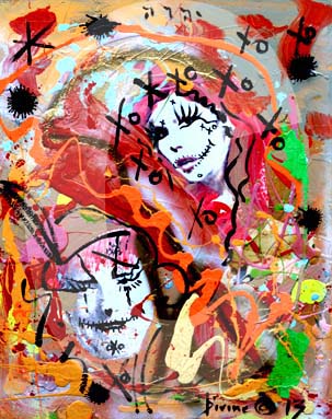 street-urban-art-original-paintings-for-sale-graffiti-tattoo-day-of-the-dead-makeup-grace-divine-skull-religious-parody-