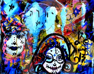 street-urban-art-original-paintings-for-sale-graffiti-tattoo-day-of-the-dead-makeup-grace-divine-skull-religious-parody-