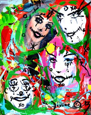 street-urban-art-original-paintings-for-sale-graffiti-tattoo-day-of-the-dead-makeup-grace-divine-skull-religious-parody-