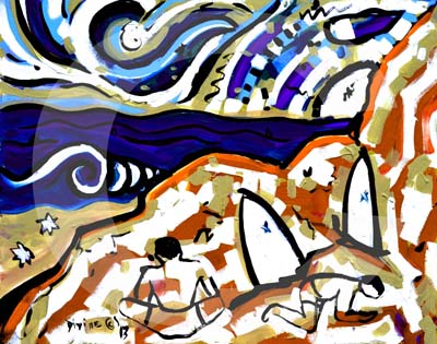seascape,surfer art,surfing painting,surf board art,surf board paint,surfing,surf seascape,beach picture,beach painting,time ma