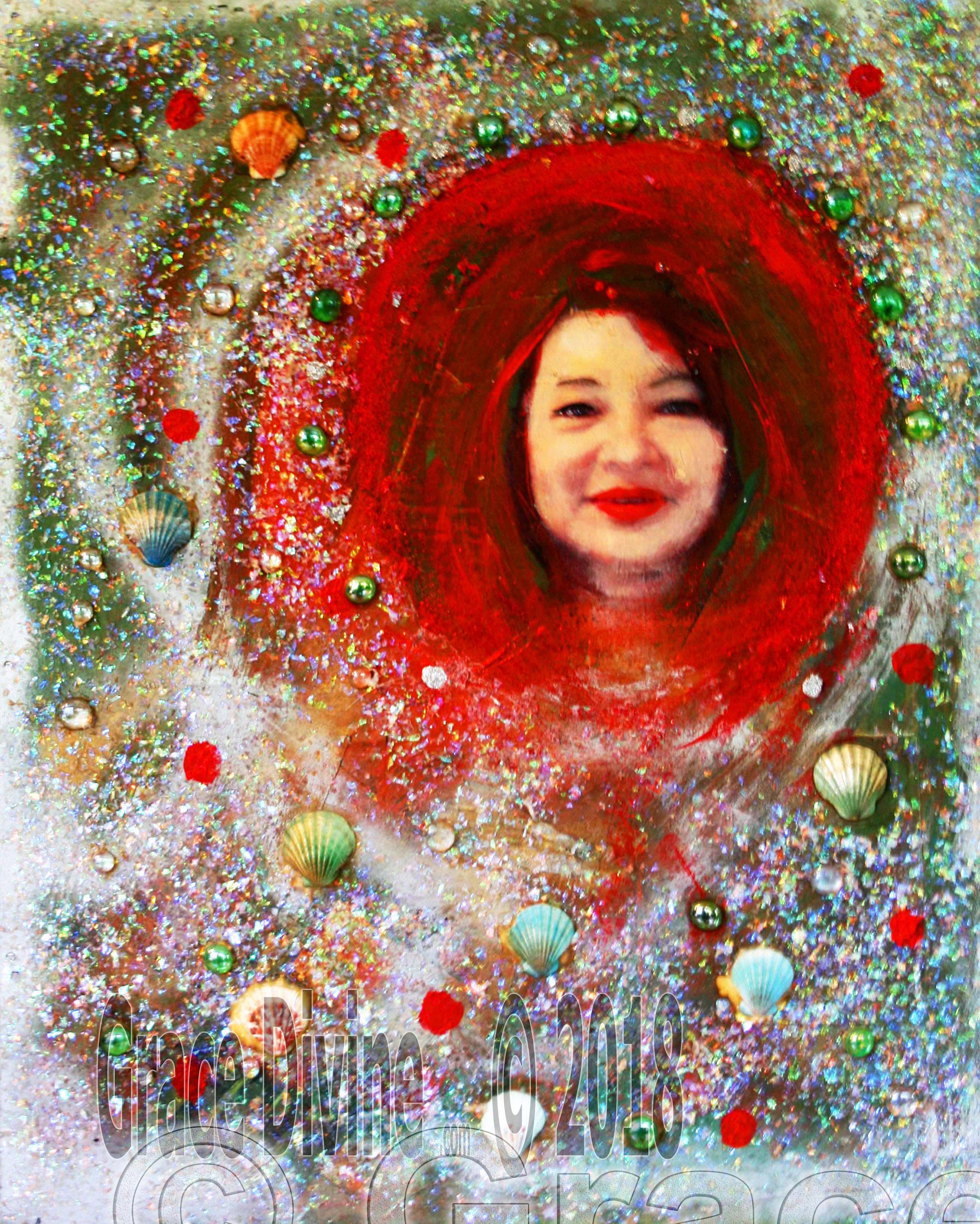 grace divine,portrait,surrealism,surrealistic artist,portraiture,commission work,collage portrait,fine art paintings,california